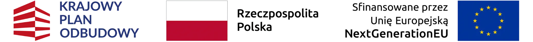 Logotypy Rzeczpospolita Polska, Krajowy Plan Odbudowy, Sfinansowane przez Unię Europejską NextGenerationEU